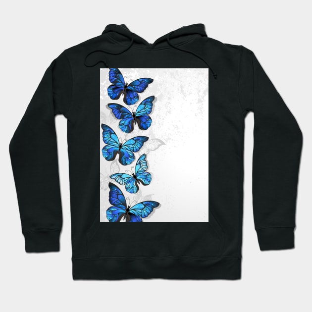 Design with Blue Butterflies Morpho Hoodie by Blackmoon9